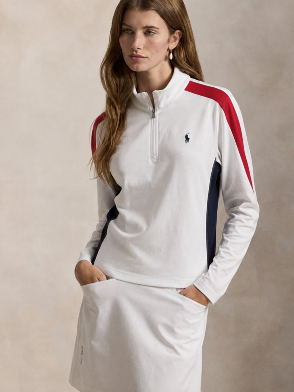 Polo Ralph Lauren Quarter Zip Pima Soft Touch Colorblock Mock Neck Medium